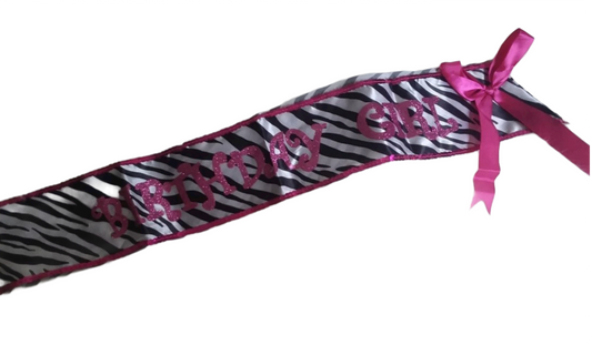 Zebra Birthday Girl Sash Discontinued RTS