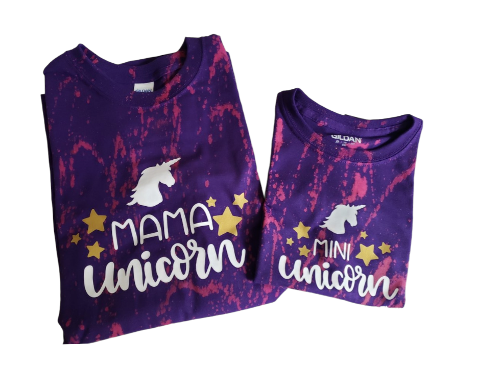 Mama and Mini Unicorn  Acid Shirts Ladies Shirt mommy and me