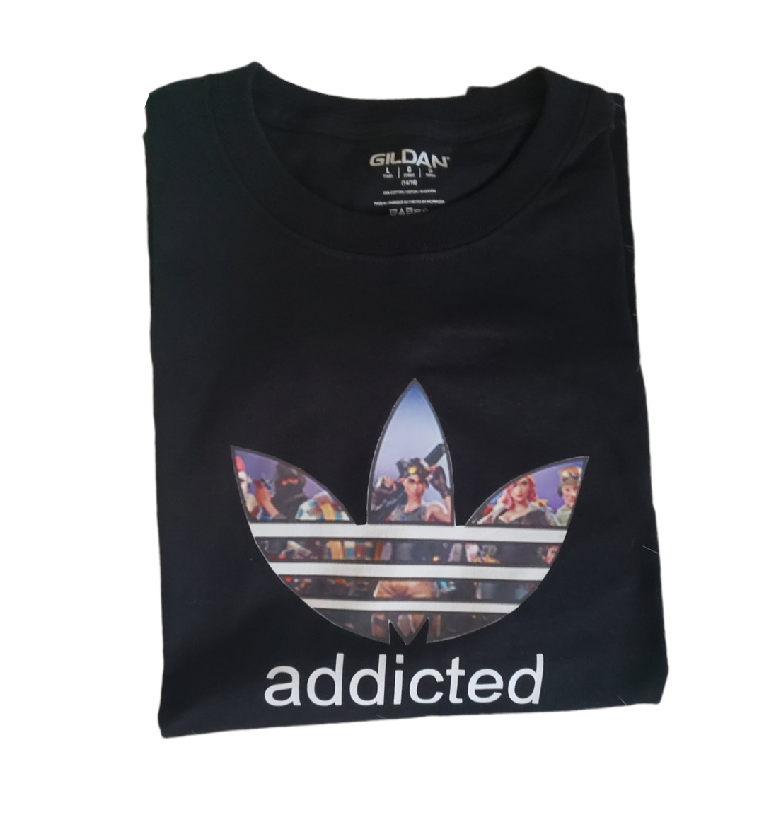 Fortnite Addicted Adidas inspired Boys Shirt Designer