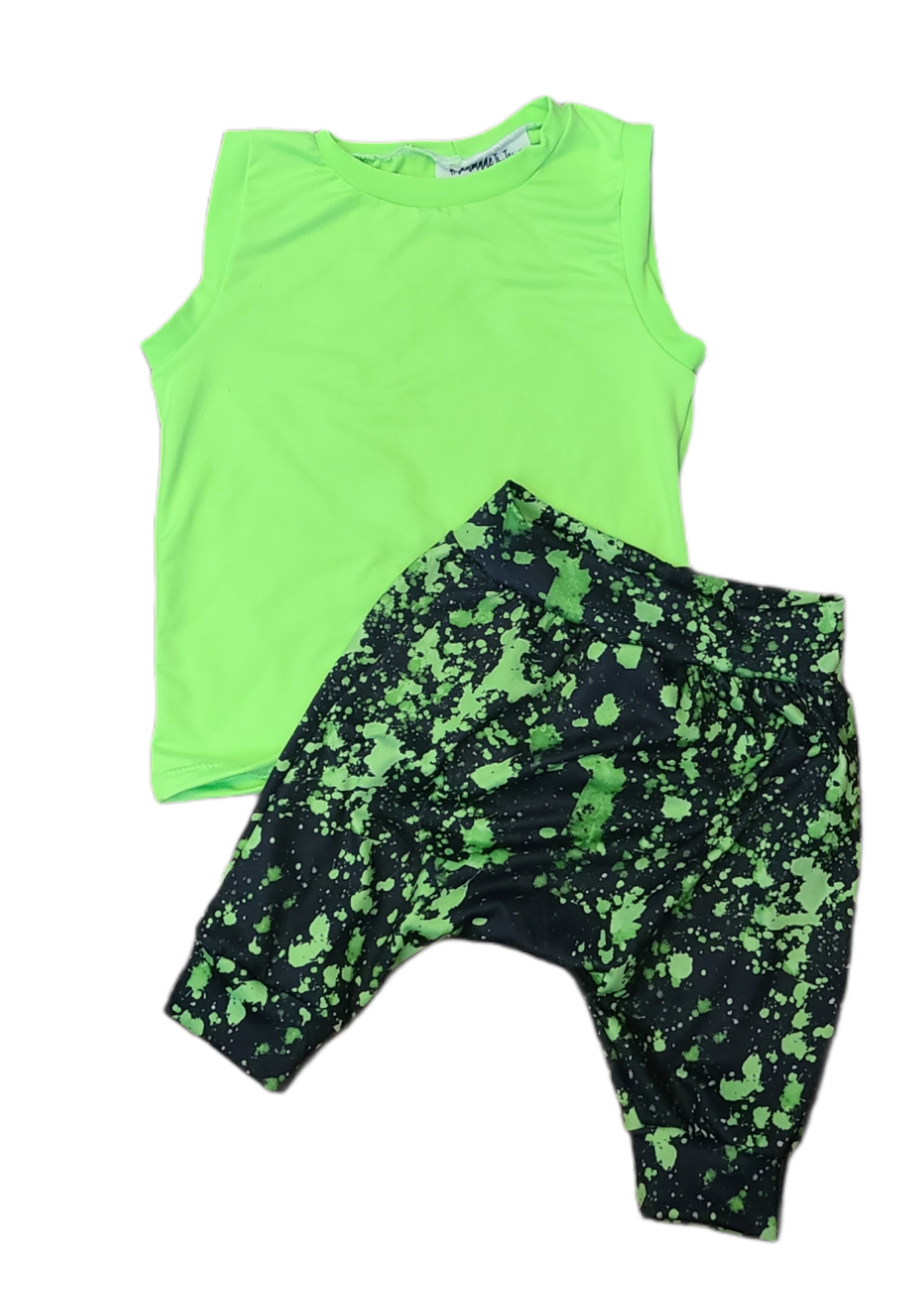 Neon Lime Green Splatter Handmade