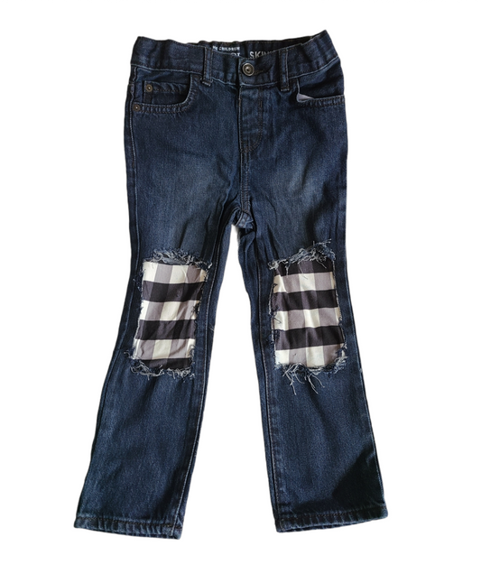 White Buffalo Plaid Unisex Distressed Jeans Christmas Girls Distressed Jeans Boys Distressed Jeans