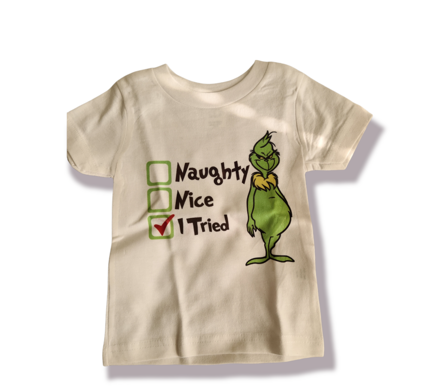 Grinch Naughty Nice I Tried Christmas Boys Shirt Girls Shirt