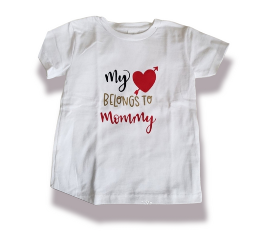 My Heart Belongs To Mommy Girls Shirt Boys Shirt Valentines