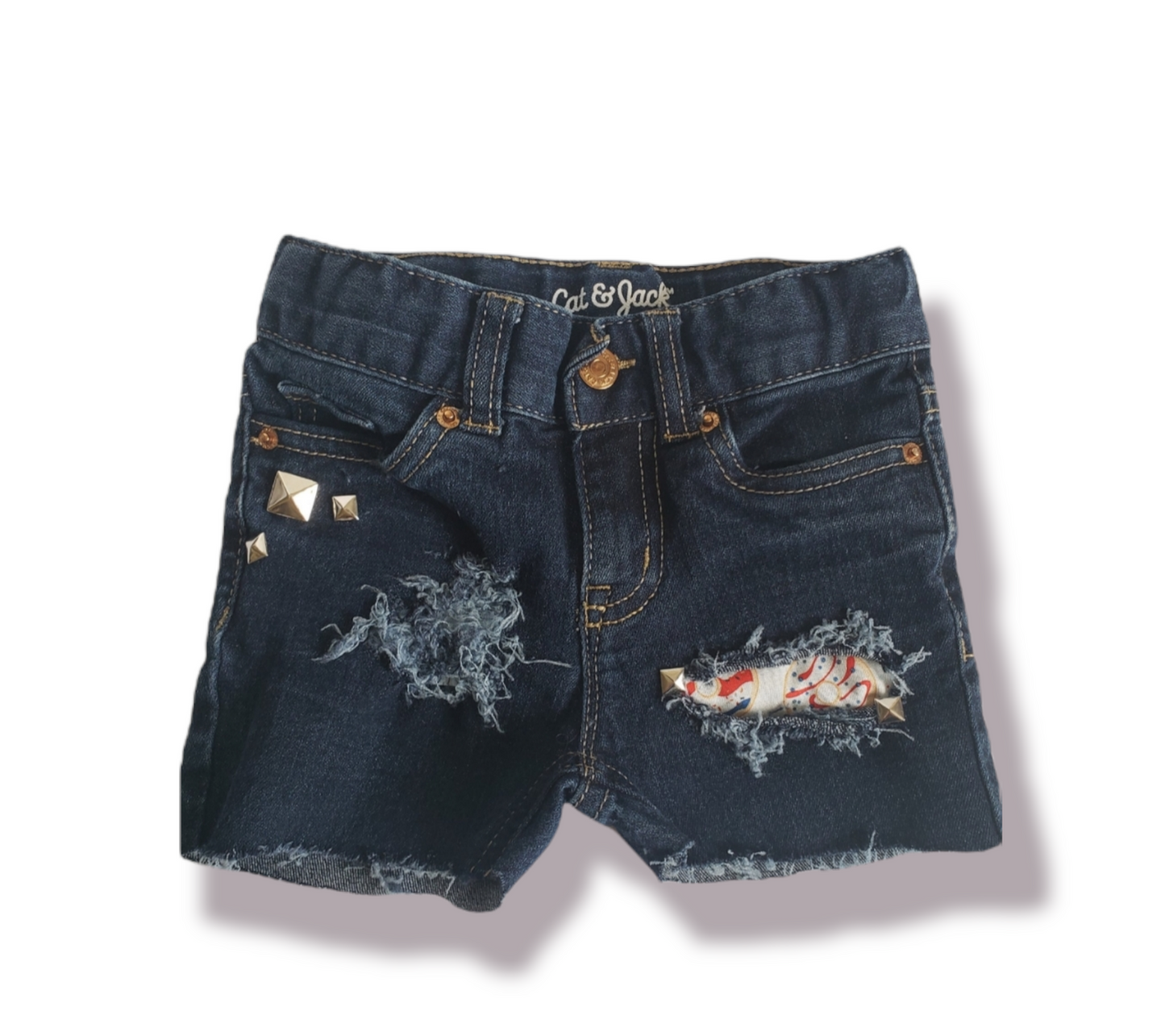 Donuts 4th of July Girls Distressed Jeans Shorts