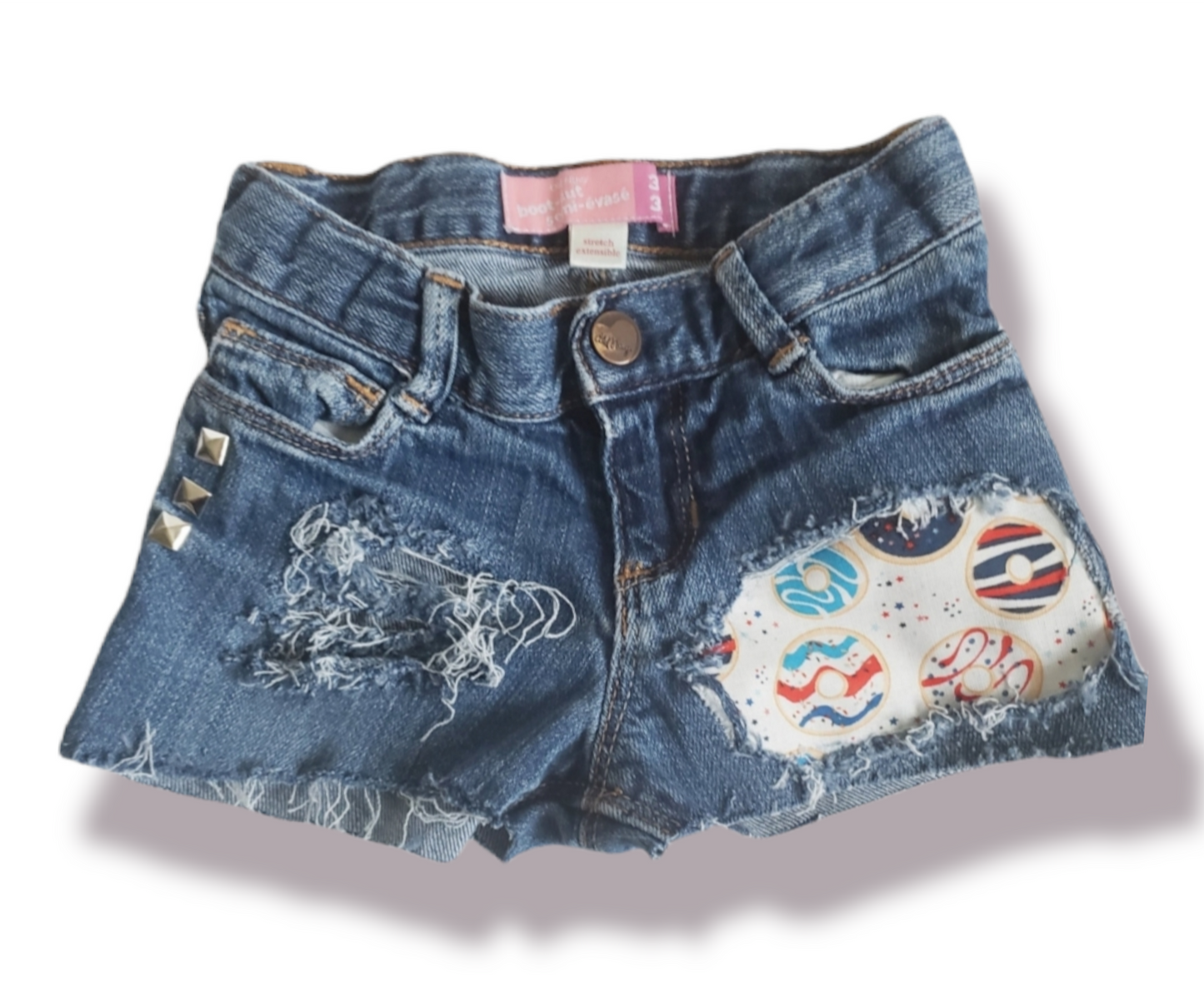 Donuts 4th of July Girls Distressed Jeans Shorts