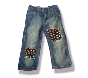 Candy Corn Girls Distressed Jeans Halloween