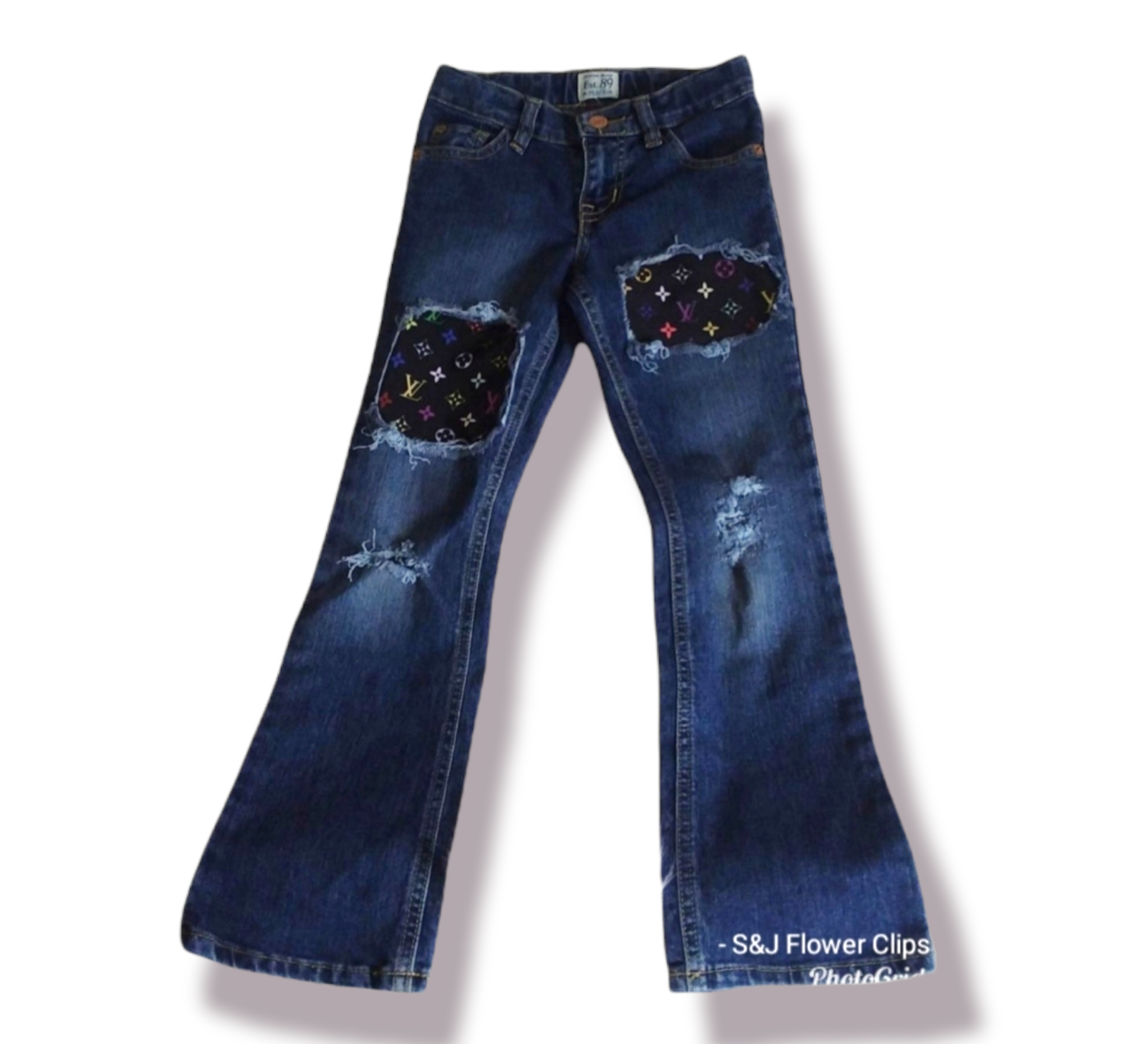 LV Designer Girls Distressed Jeans