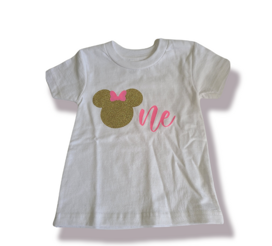 Minnie Mouse 1st Birthday One Girls Shirt