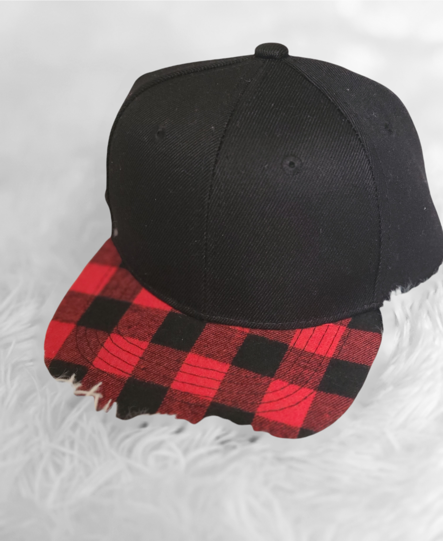 Black & Red Buffalo Plaid Snapback Hat