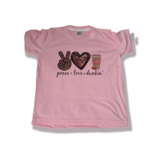Peace Love Dunkin Adult Ladies Shirt Girls Shirt