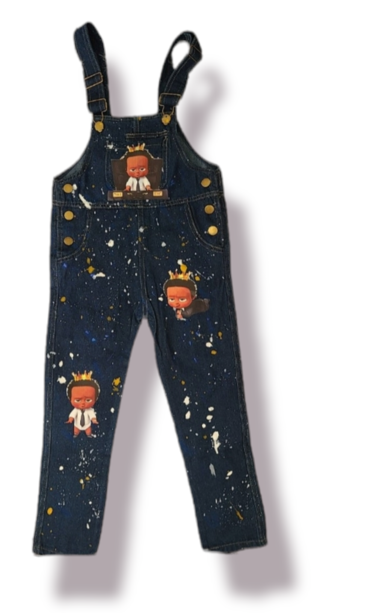 Boss Baby Boy Paint Splatter Overalls Jumper Girls Boys