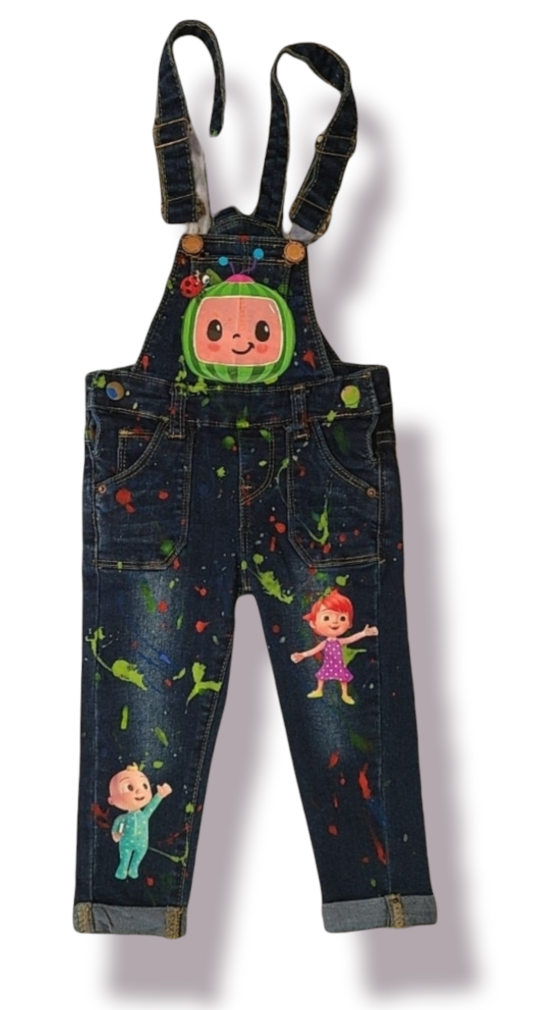 Cocomelon Paint Splatter Overalls Jumper Girls Boys