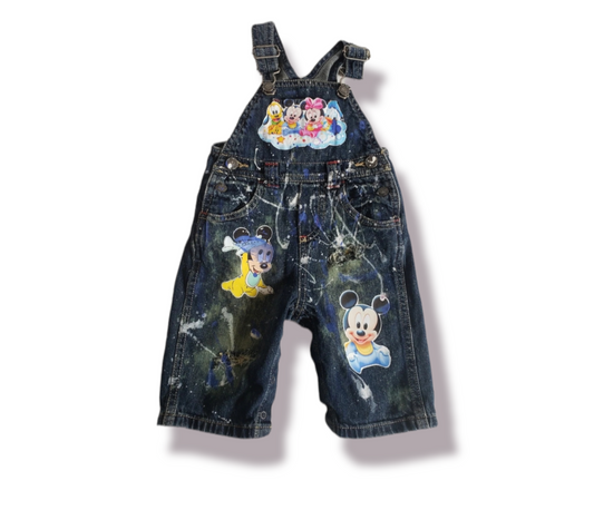 Mickey Mouse Paint Splatter Overalls Jumper Girls Boys