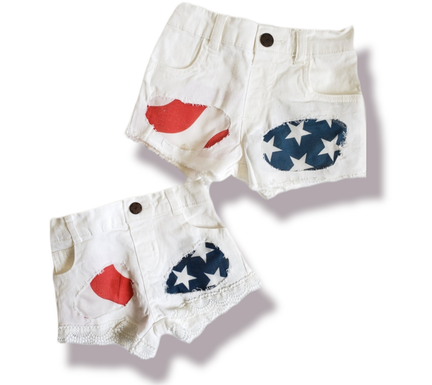 4th of July Girls Distressed Jeans Shorts