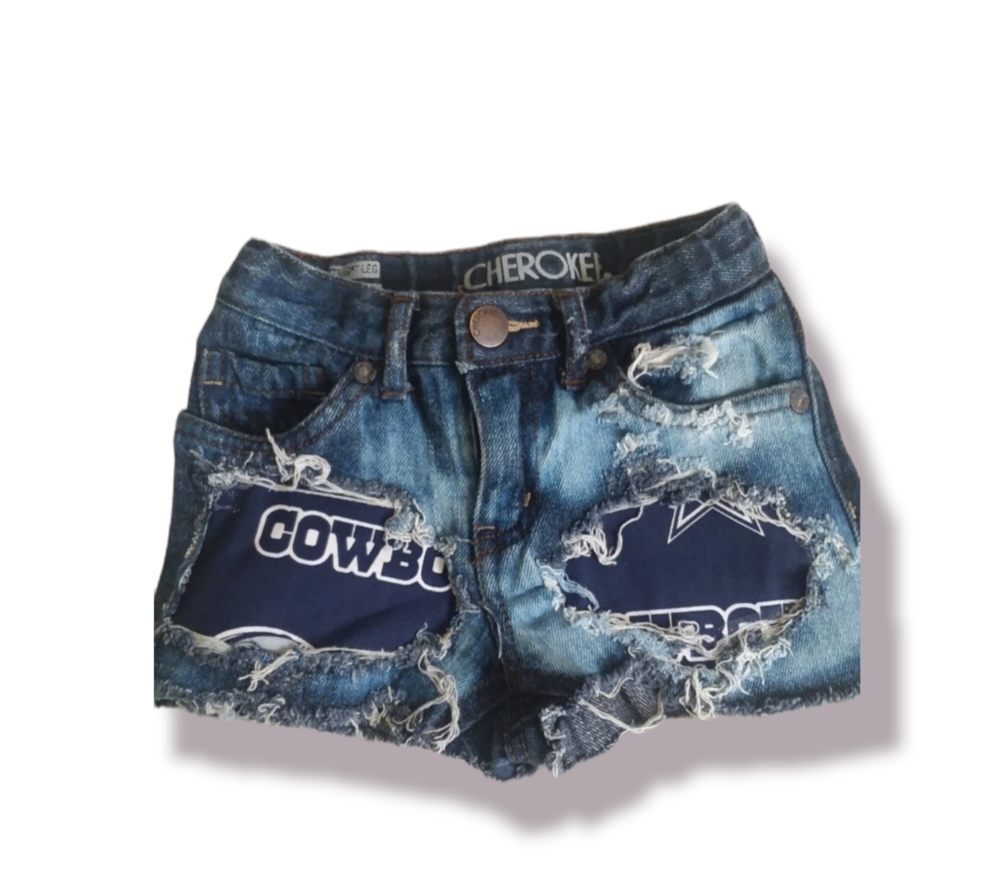 NFL Cowboys Girls Distressed Jeans Shorts Football