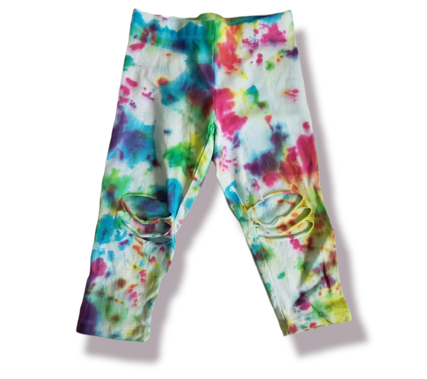 Girls Tie Dye Shredded Leggings