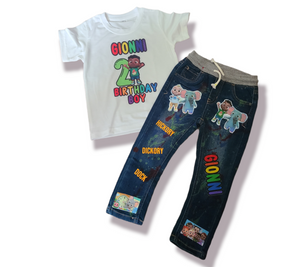 Cocomelon Paint Splatter Boys Distressed Jeans