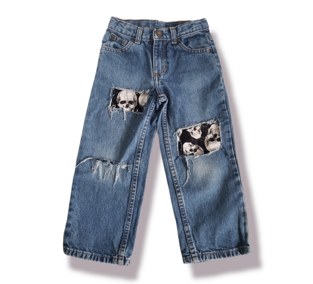 Boys Distressed Jeans Skull Halloween