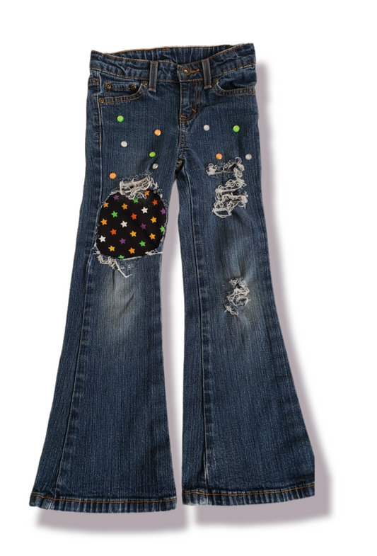 Halloween Stars Girls Distressed Jeans