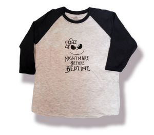 Nightmare Before Bed Raglan Girls Shirt Halloween