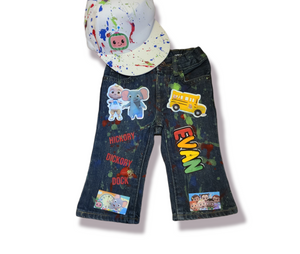 Cocomelon Paint Splatter Boys Distressed Jeans