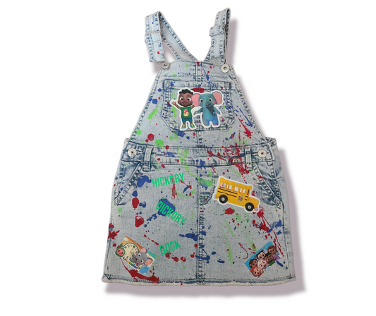 Cocomelon Paint Splatter Overalls Jumper Girls Boys