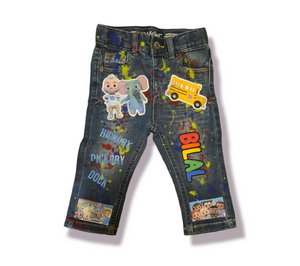 Cocomelon Paint Splatter Boys Distressed Jeans