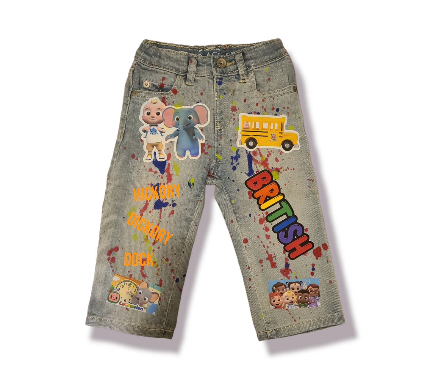 Cocomelon Paint Splatter Boys Distressed Jeans