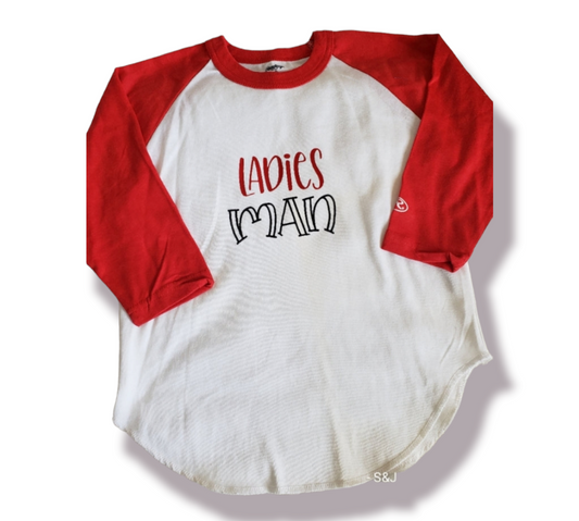 Ladies Man Valentines Boys Shirt Raglan