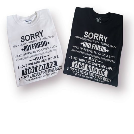 Boyfriend Girlfriend His & Hers tees tshirts Mens shirt Womens shirt