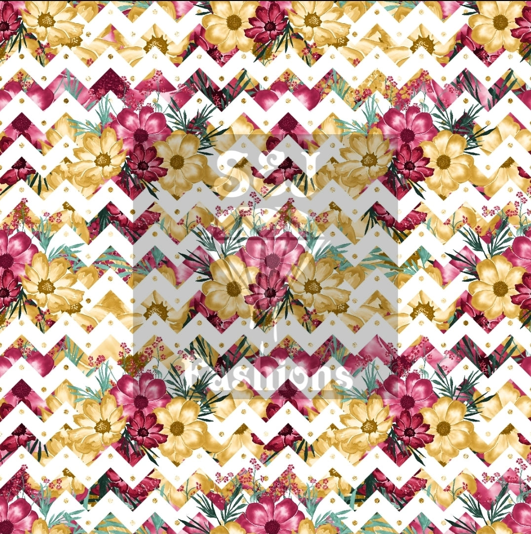 Fall Flower Zigzag Handmade