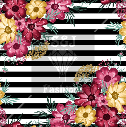 Fall Floral Stripes Handmade