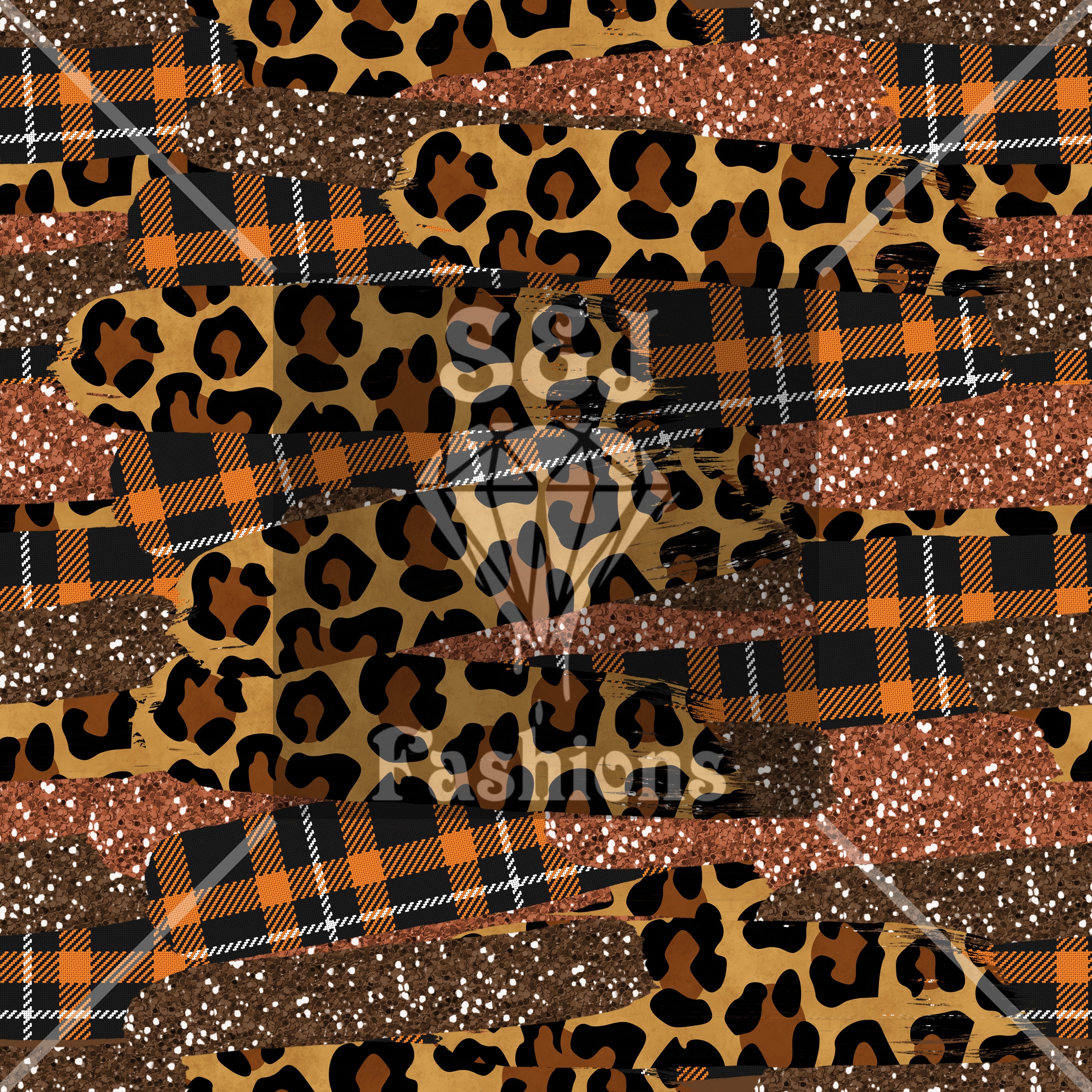 Brown Cheetah Plaid Brushstroke Handmade