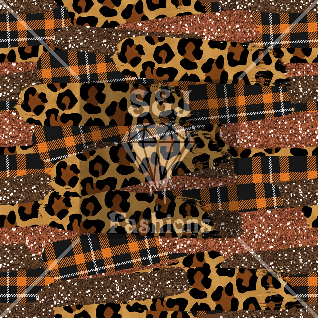 Brown Cheetah Plaid Brushstroke Handmade