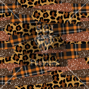 Brown Cheetah Plaid Brushstroke Handmade