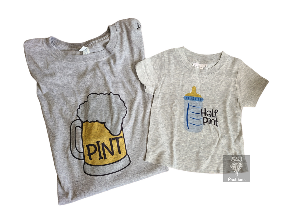 Daddy and Me Pint Half Pint Mens Shirts Girls Shirt Boys Shirt