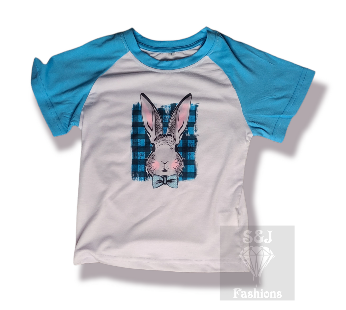 Easter Boys Shirts Blue Plaid Rabbit