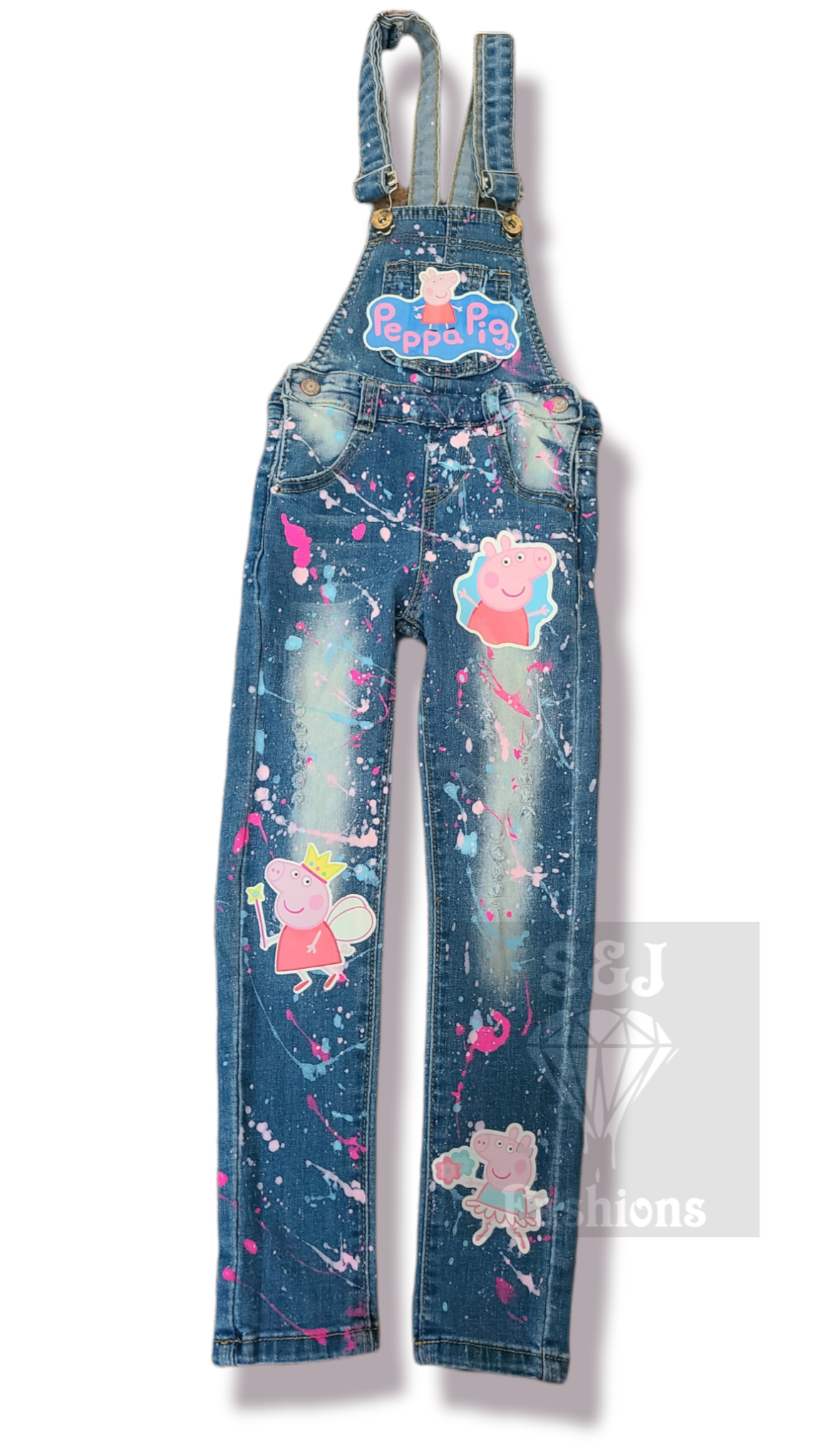 Peppa Pig Paint Splatter Overalls Jumper Girls Boys