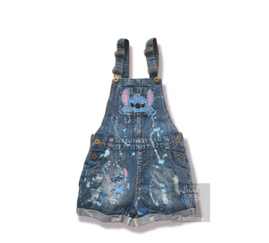 Stitch Paint Splatter Overalls Jumper Girls Boys