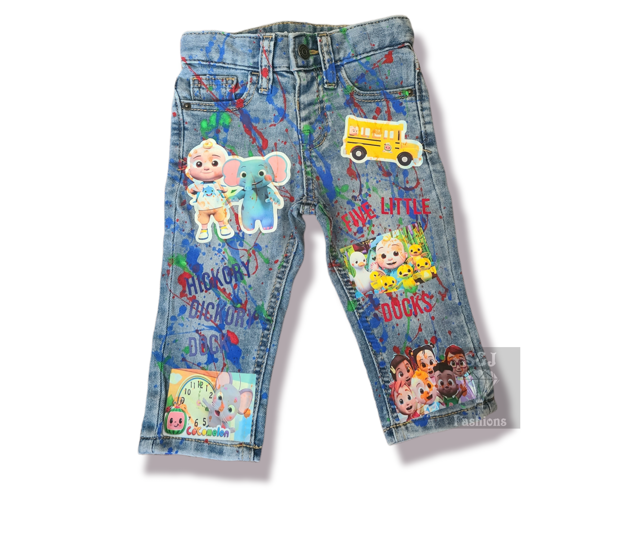 Cocomelon Paint Splatter Boys Distressed Jeans