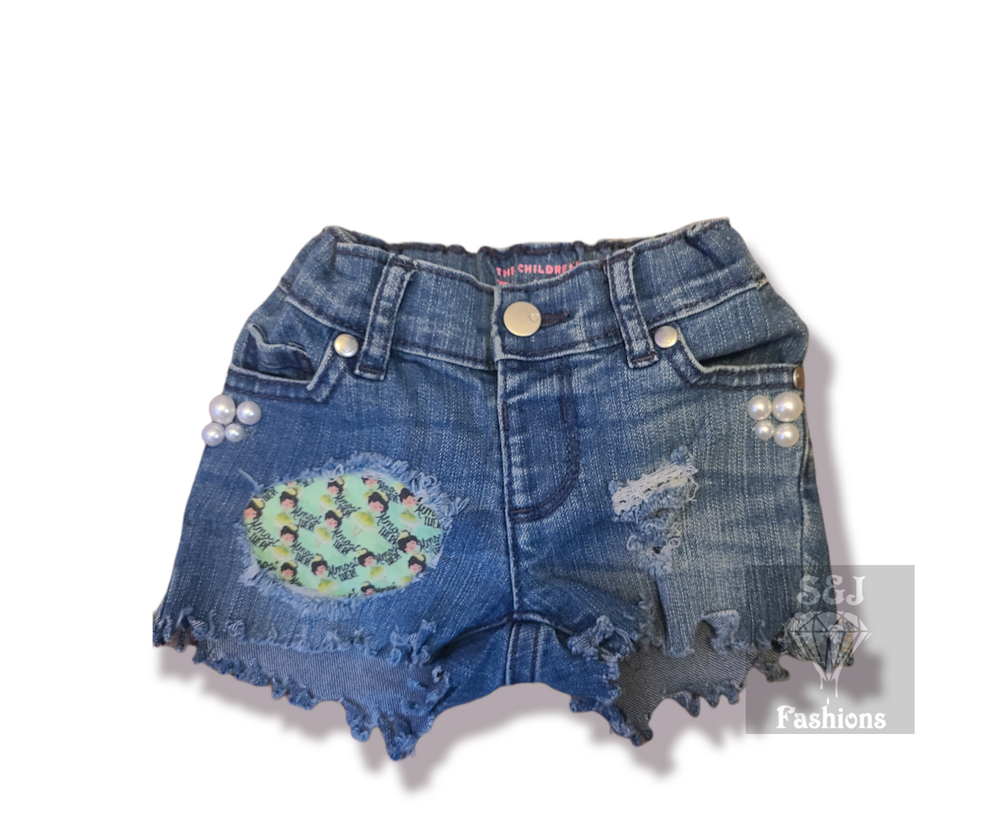 Disney Princess Tiana Girls Distressed Jeans Shorts Denim