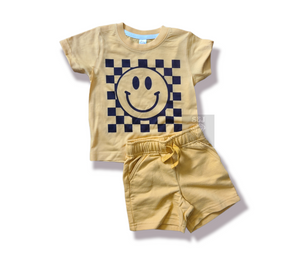 Checker Smiley Face Girls Shirt Boys Shirt Ladies Shirt Mens Shirt