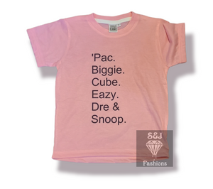 Pac, Biggie, Cube, Eazy, Dre, & Snoop Urban Boys Shirt Girls Shirt