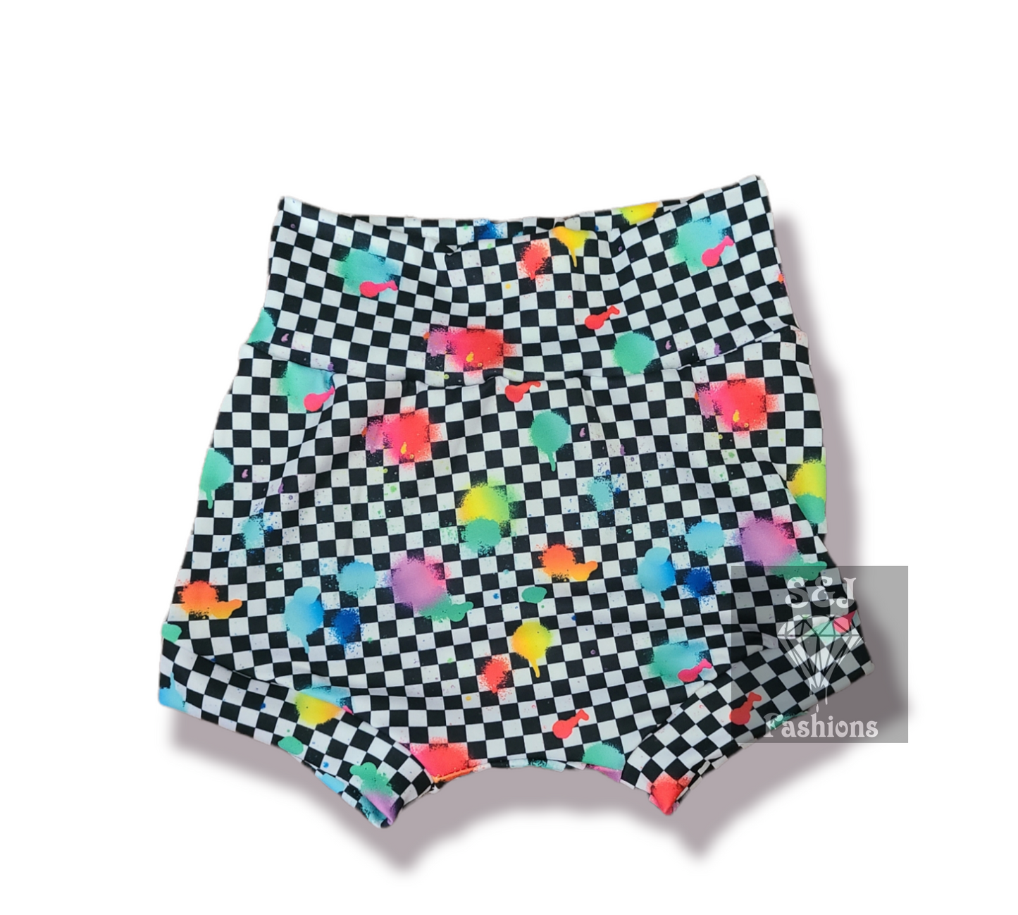 Neon Splatter Checker Handmade