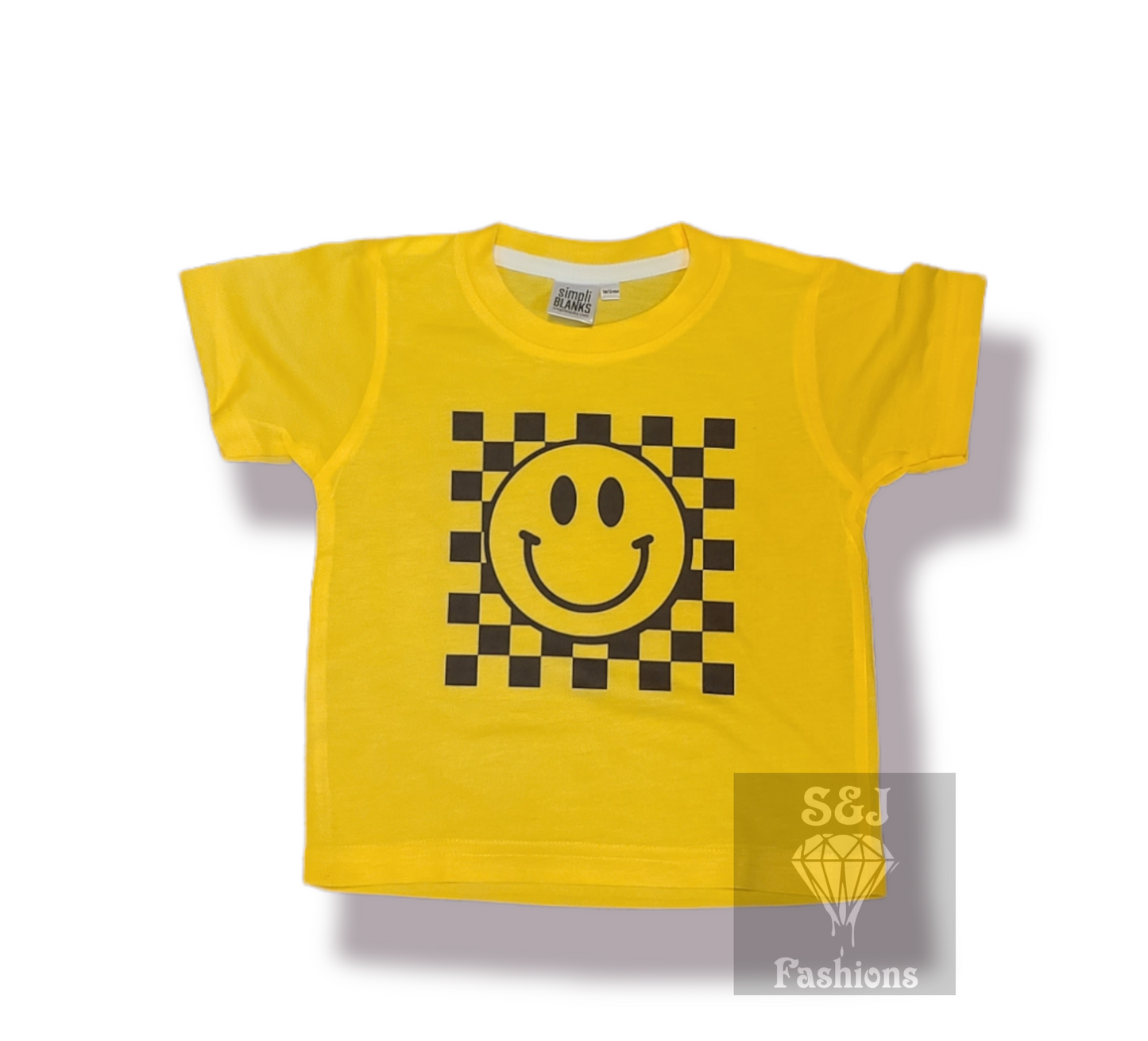 Checker Smiley Face Girls Shirt Boys Shirt Ladies Shirt Mens Shirt