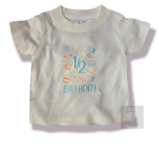 Space Half Birthday Girls Shirt Boys Shirt