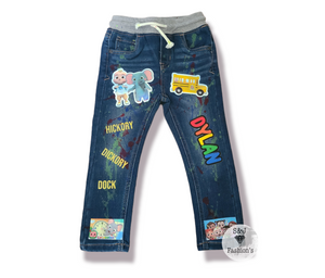 Cocomelon Paint Splatter Boys Distressed Jeans