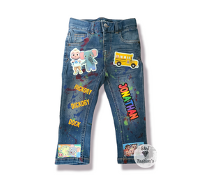 Cocomelon Paint Splatter Boys Distressed Jeans