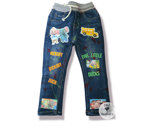 Cocomelon Paint Splatter Boys Distressed Jeans