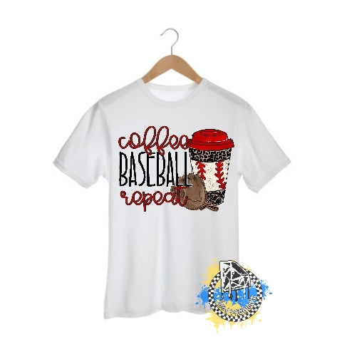 Coffee Baseball Repeat Mom Ladies Shirt